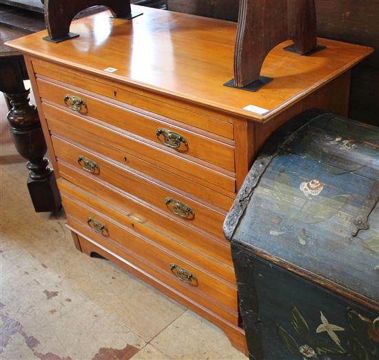Late Victorian satin walnut chest of drawers